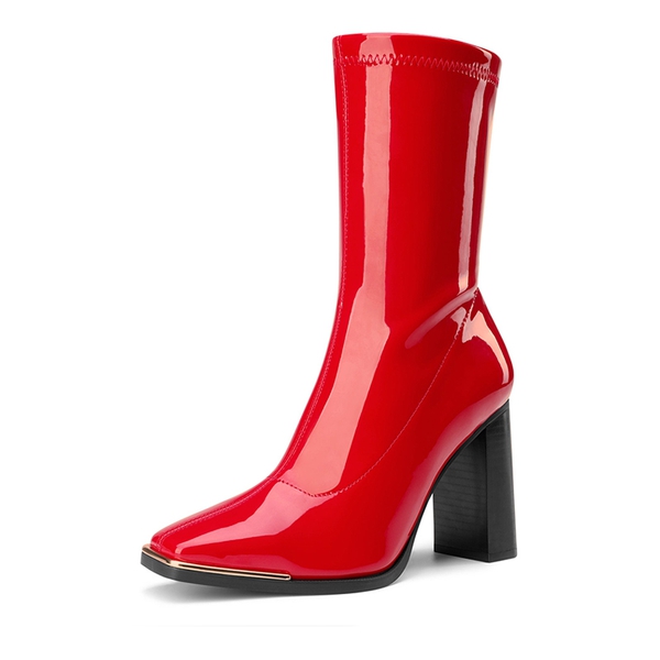 Chunky square clearance toe boots